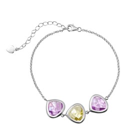 Franki Baker Dainty Facetted Lavender & Citrine Crystals 925 Sterling Silver Chain Bracelet Length: 17cms + 5cms extension
