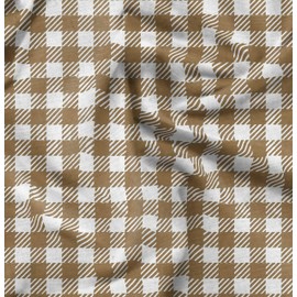 Soimoi Brown Rayon Fabric Gingham Check Fabric Prints by Yard 56 Inch Wide