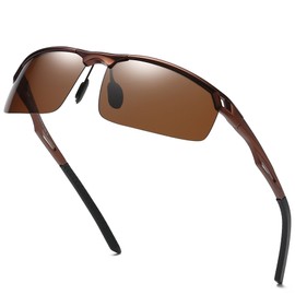DUCO Sunglasses for Men Retro Polarised Sunglasses Ultralight Sports Glasses Al-Mg Metal Frame Driving Glasses 8550 (Brown)
