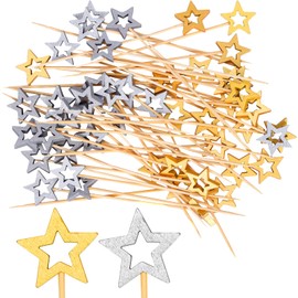 LAOJU Cocktail Sticks Fruit Sticks 100 PCS Cocktail Skewers for Food 12CM Long Toothpicks Cocktail Picks Star Food Picks Decorative for Party Desserts Appetizers Fruits Sandwich Drinks