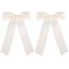 5.5in Long Tail Hair Bows off-White Big Silky Satin Ruffle