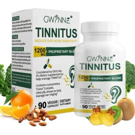GWYNNE 1200mg Alivio del zumbido en los oídos – Suplemento con vitamina C & Complejo B–Clínicamente probado para el zumbido en los oídos & Alivio del 