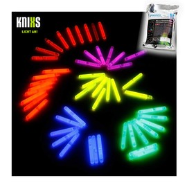 KNIXS Pack of 50 Micro Mini Glow Sticks Value Pack – 6 Colour Mix Bright – 40 mm x 4.5 mm for Party/Fishing (Bite Alarm) / Balloons or as Decoration