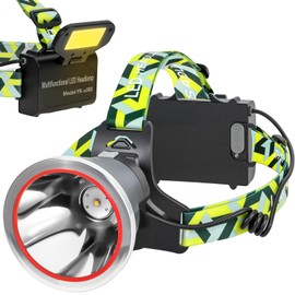 Yongkist Super Bright Rechargeable LED Headlamp, High Lumen Waterproof Head Torch with 4 Light Modes, Adjustable Lightweight Headlight Flashlight for Camping, Hiking, Running, Fishing, Outdoor Work