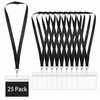 25-Pack Black Breakaway Lanyards with Large Horizontal Waterproof Badge Holders,