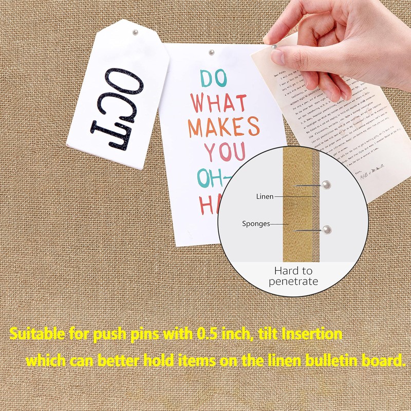 Vision Board Linen Bulletin Board Black Frame, 21"×27" Pin Boards