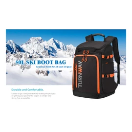 TurnWay Ski/Snowboard Boot Bag/Skating Bag | Excellent for Store and Transport Gear, Jacket, Helmet, Goggles, Gloves & Accessories (Black-Orange)