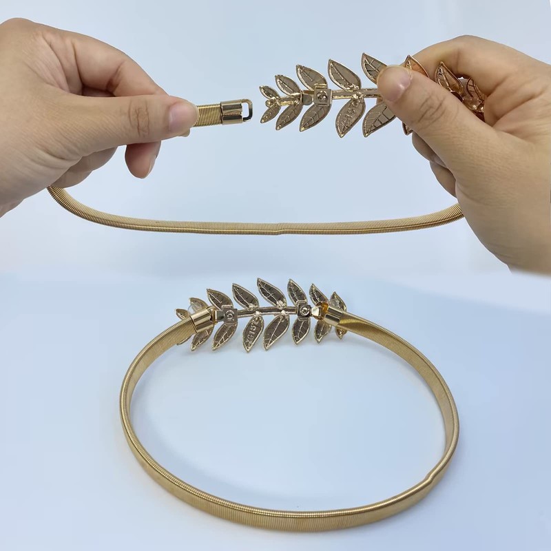 4 Pack Adjustable Gold Leaf Curtain Tie Backs, Elastic Alloy