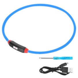 USB Rechargeable Adjustable DIY Cutting LED Dog Bite Resistant Collar Pet SuppliesBlue Light