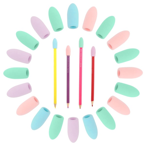 Sibba Erasers Pencil Caps 20 Pieces Remove and Replace Attachment