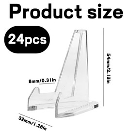 vcsjw Pack of 24 Card Stands, Plastic Mini Easel, Transparent Card Stand for Coin Holder, Coin Stand, Pocket Watches, Medals, 54 mm