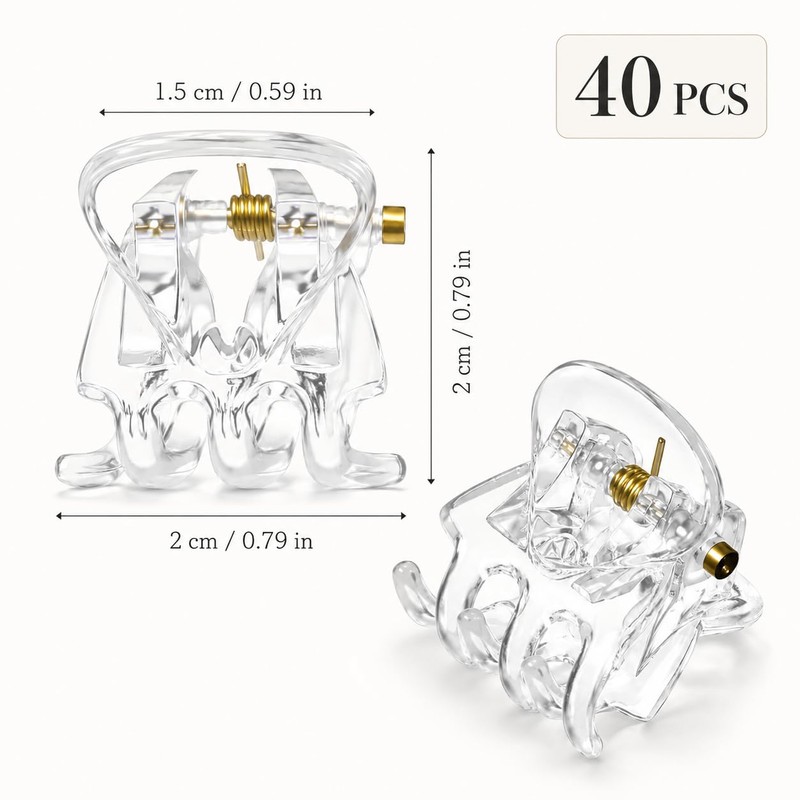 40 Stück Mini Haarspangen,1.5cm Kleine Haarschmuck Haarspangen Transparente