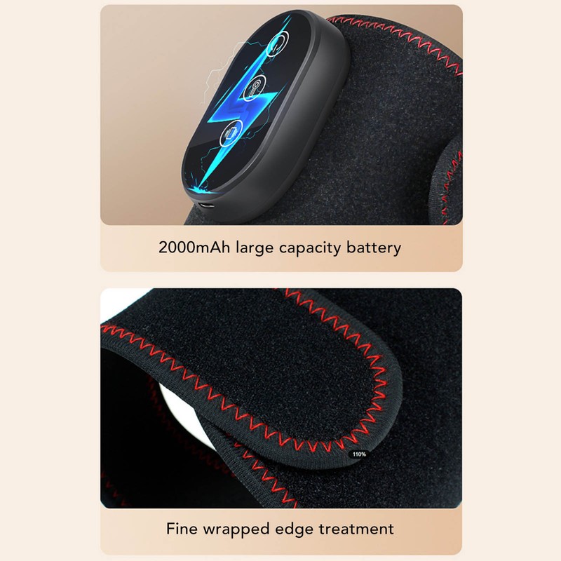 Heated Knee Brace Wrap Rechargeable 3 Vibration Mode Length Adjustable