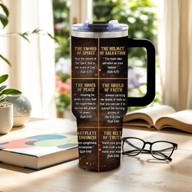 DUUV Christian Tumbler 40 Oz, Inspirational Christian Design, Stainless Steel Insulated Mug with Bible, Gift for Religious Individuals, Spiritual Seekers, and Fantasy Fans