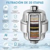 Cabezal De Ducha 6'' Filtrado Regadera 20 Etapas 3 Filtro