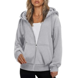 Zeagoo Fashion Clothing Hoodies Zip Up Sweatshirt Hoodies Y2k Women'S Clothing 2025 Fleece Jacket Grey