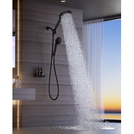 Dual Filtered Handheld Shower Heads Combo, HOPOPRO 15-Mode High Pressure Rainfall Showerheads Combo Set with Filter, for Hard Water, Removes Chlorine, Improves Skin Hair Condition, Matte Black