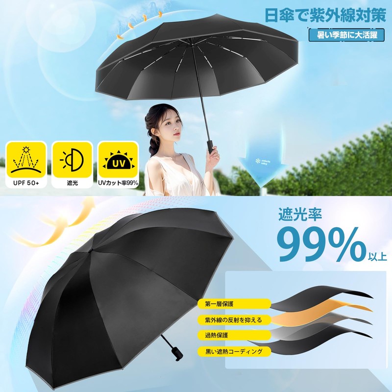 Folding Umbrella, 2024 10 Ribs, Reverse Folding, One-Touch Automatic Opening/Closing,