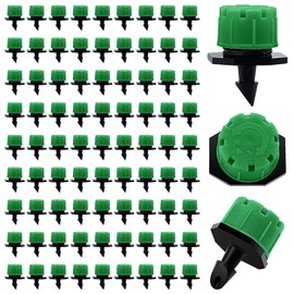 VooGenzek 90 Pieces Adjustable Watering Dripper Sprinkler, Plastic Micro Flow Sprinkler for Irrigation, Drip Irrigation, 8-Hole Anti-Clogging Emitter Dripper for Garden, Lawn, Dark Green