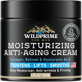 Men's Face Moisturizer Cream - Anti Aging & Wrinkle - Made in USA - Collagen, Hyaluronic Acid, Vitamins E & A, Avocado Oil - After Shave Lotion - Age Facial Skin Care, Day & Night Moisturizing, 4 oz