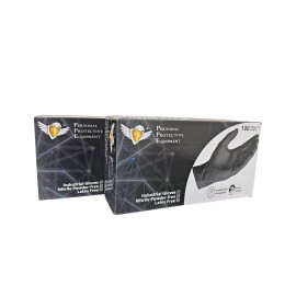 S&G Black Nitrile Gloves Latex Powder Free 5 Mil 200pcs M/L/XL - Large, 2X100pcs