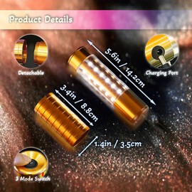 Bottle Strobe Baton Service Lights, LoveNite LED Rechargeable Liquor Bottles Sparkers for Wedding Party Concert Events, Champagne Handheld Light Topper for Bar Nightclub (Golden, 4 Pack)