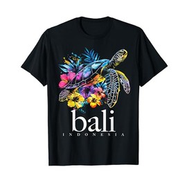 Bali Indonesia Sea Turtle Diving Surfer Souvenir T-Shirt, black