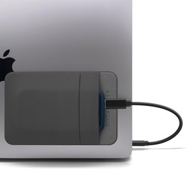 Afterplug 2-Pocket Adhesive Pouch for Laptop, Compatible with External Portable SSD, Magic Mouse, USB Cable and More - Gray
