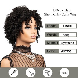 Short Black Kinky Curly Afro Bob Glueless Wigs Pre Plucked for Black Women
