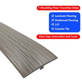 ZEYUE Flexible PVC T-Molding Transition Strips for Hard Wood Floor,Laminate,Tile,LVP. Vinyl Flooring Edging Trim 39.4" L × 1.97" W,Wood Grain C