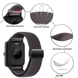 Issinlky Nylon Braided band for Veryfitpro ID205L, 19mm Elastic Strap for GRV FC1 IDW15 ID205S ID205G ID215G ID216 ID205L YM205L Uwatch3 Ufit GT BV205L TE021 SW020 SW021 SW023 Smartwatch