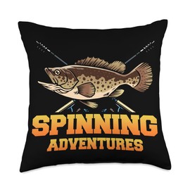 Angler, Fischer, Angel Fish Fish Outifts And Gifts Angel, Angler Fisherman Outfit Bass Fishing Throw Pillow, 18x18, Multicolor