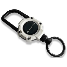 WanderWise Keychain, Reel, Carabiner, Keychain, Wire, Reel Keychain, white