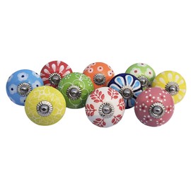 Royal Kraft Vintage Hand Painted Ceramic Pull Knobs for Kitchen Cabinets Doors and Drawers Wardrobe Cupboard (Set of 10) Sknob008