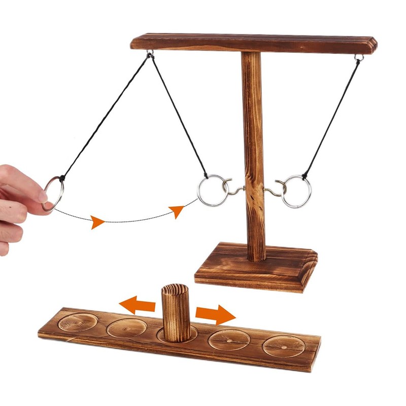 Namvo Wooden Ring Toss Tabletop Hook Ring And Wooden Party