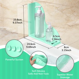 2 Pack Silicone Shower Splash Guard with Suction Cups, Green