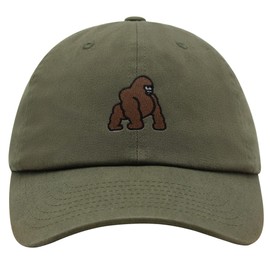 JPAK Gorilla Premium Dad Hat Embroidered Cotton Baseball Cap Animal Olive Green