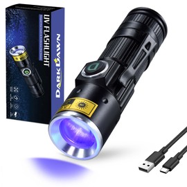 DARKDAWN UV 365nm Black Light Flashlights USB Rechargeable, Wood's Lamp Ultraviolet LED Portable Mini, Blacklight for cat Urine Detection Dry Stains, Uranium Glass, Leak Detection, D15 365 nm