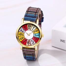 腕時計 ボヘミア風 編みベルト レディース 防水: 本革 マルチカラー クオーツウォッチ アナログ表示 長さ調整可能 見やすい ファッションウォッチ 人気ランキング 可愛い - 記念日 バレンタインデー 彼女プレゼント