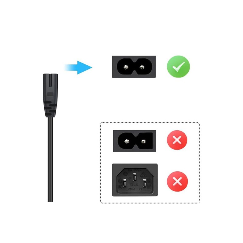 WICAREYO 2 m / 6.5 ft 2 Prong Charger Power