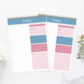 KMQOY To Do List Notepad - 2 Pack Daily Planner Pad Undated 52 Sheets Spiral Today Planner Note Pad Premium Thick Paper 6.5" x 9.8" For Work and Personal Organized- Pink & Blue