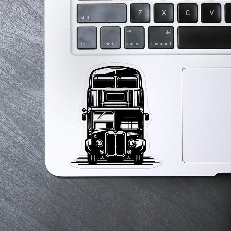 Medium 100mm 'Double Decker Bus' Transparent/Clear Sticker Decal for Windows/Cars/Walls