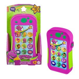Barney World Toddler Toy – Hey Phone with Music, Lights & Phrases for Preschool Kids Ages 2+, Multilingual Version in English, Italian, French, German, and Dutch, JGT55
