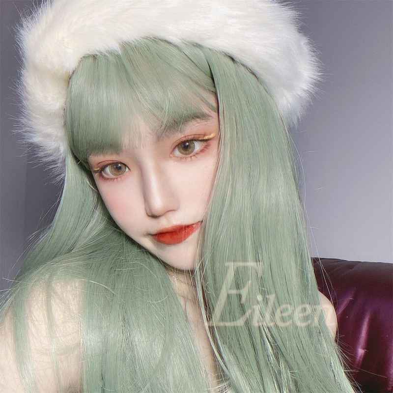 Eileen Semi-Long, Light Green Wig, Women’s Wig, Straight, Natural, Harajuku,