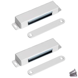 WOOCH Door Magnetic Catch - 90lb High Magnetic Stainless Steel Heavy Duty Catch for Kitchen Bathroom Cupboard Wardrobe Closet Closures Cabinet Door Drawer Latch (3.7 in White, 2-Pack)