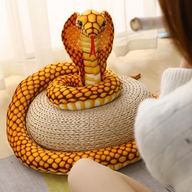 Trayosin Plush Toy, Giant Snake Plush Large Cuddly Toy, Stuffed Animal Snake, Realistic Stuffed Toy, Snake, Plush Toy, Gifts for Birthday Party, Prank Props (Yellow, 80 cm)