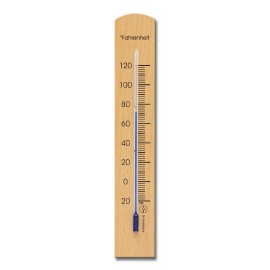 Hokco Analog Fahrenheit Scale Wall Thermometer Beech Wood Two Finishes 7.12 inch tall - Natural