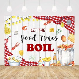 AIBIIN 7x5ft Let The Good Times Boil Backdrop Crawfish Boil Themed Birthday Backdrop Crawfish Boil Sea Backdrop Lobster Birthday Party Decoration Photography Props