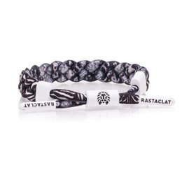 Rastaclat Bracelet for Men and Women - Grazed Bite Black/White Braided Bracelet | Adjustable Stackable & Braided by Hand (Small/Medium)
