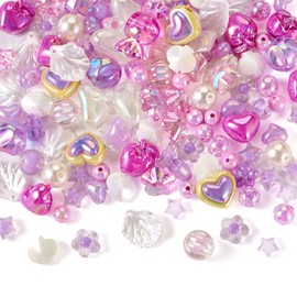 58Pcs Assorted Acrylic Beads Kandi Beads Aesthetic Beads Candy Color Random Star Heart Round Fall Beads for Crafts DIY Friendship Bracelet Jewelry Making Supplies